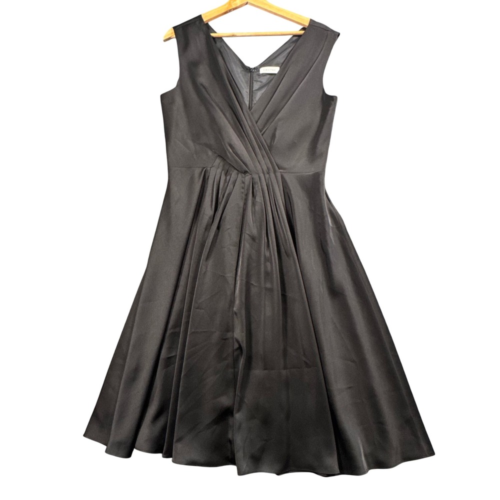 Prom Wedding Graduation Cocktail Dress Black Satin Fit Flare‎ Formal Women 10